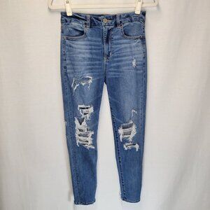 American Eagle Women's Size 6 Jeans Curvy Hi Rise Jegging Distressed